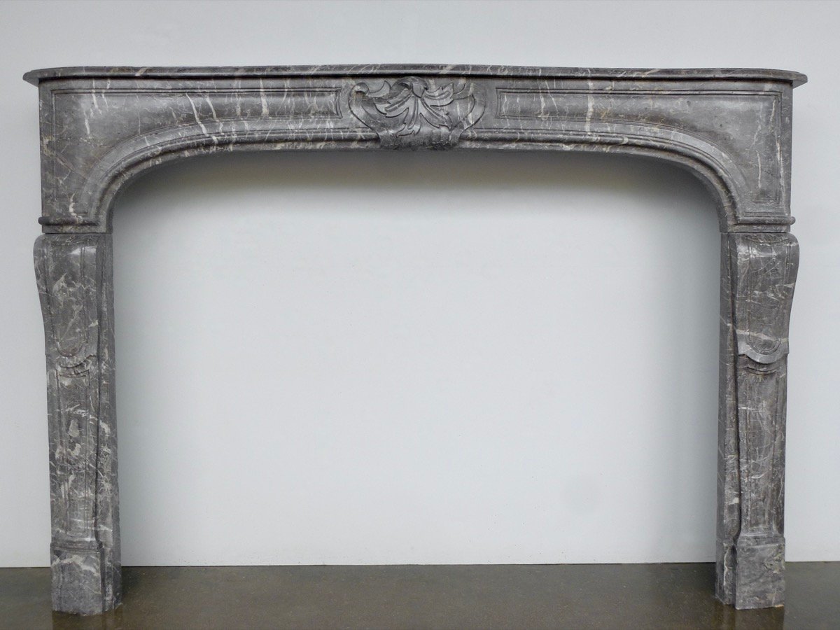 Large Louis XV-style Fireplace Made Of Gray Ardennes Marble