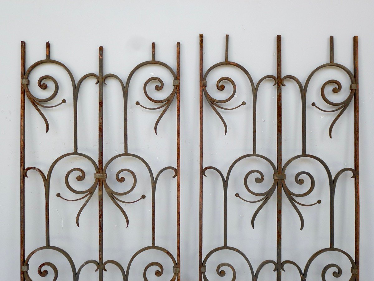 Paire de grilles de défense en fer forgé d'époque Art Nouveau-photo-2
