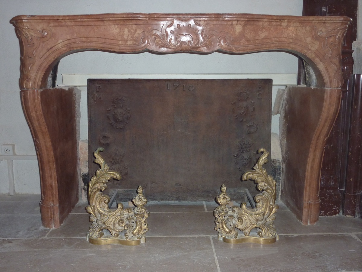 Marble Stone Fireplace In Burgundy Louis XV