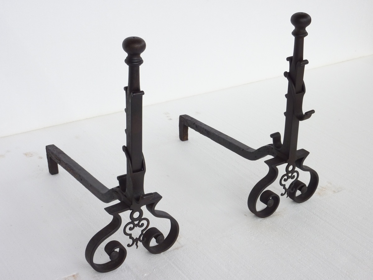 Pair Of Andirons Forged In The XVIIIth S.-photo-2