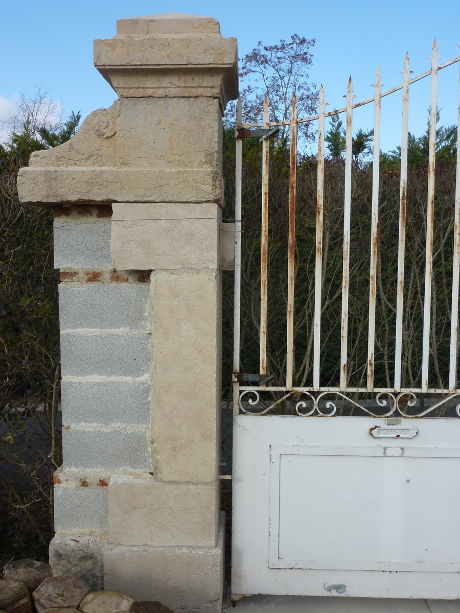 Pair Of Pillars Portal Pierre Dure Period Nineteenth S.-photo-3