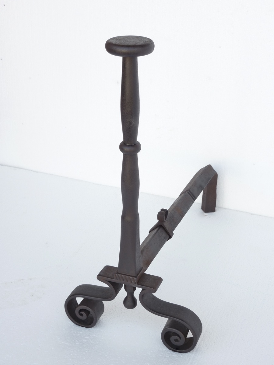 Pair Of Andirons In Wrought Iron Eighteenth S.-photo-2