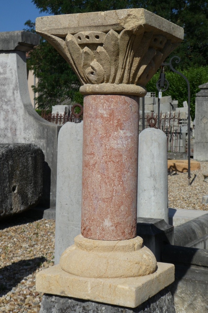 Paire de colonnes en pierre sculptées au XIX éme S.-photo-3