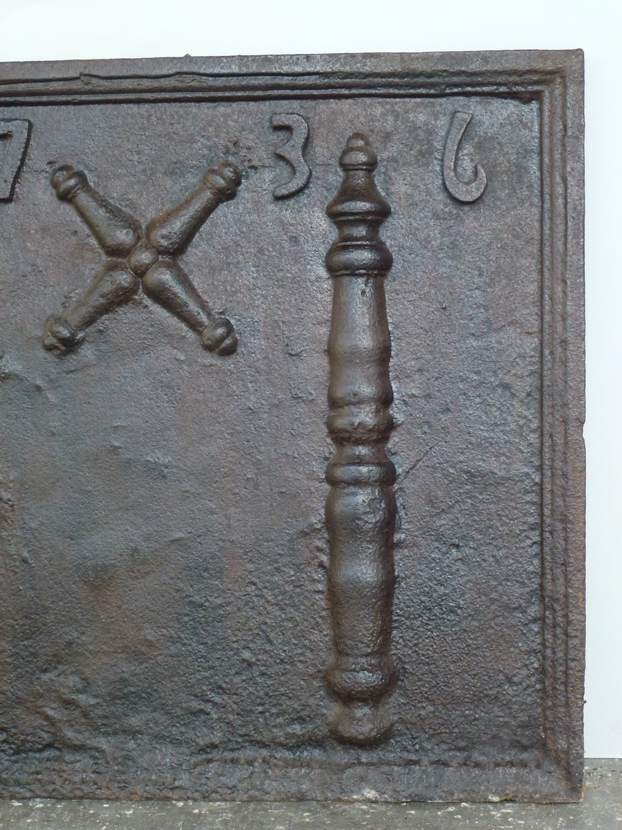Plaque de cheminée datée 1736   ( 78 x 66 cm )-photo-3
