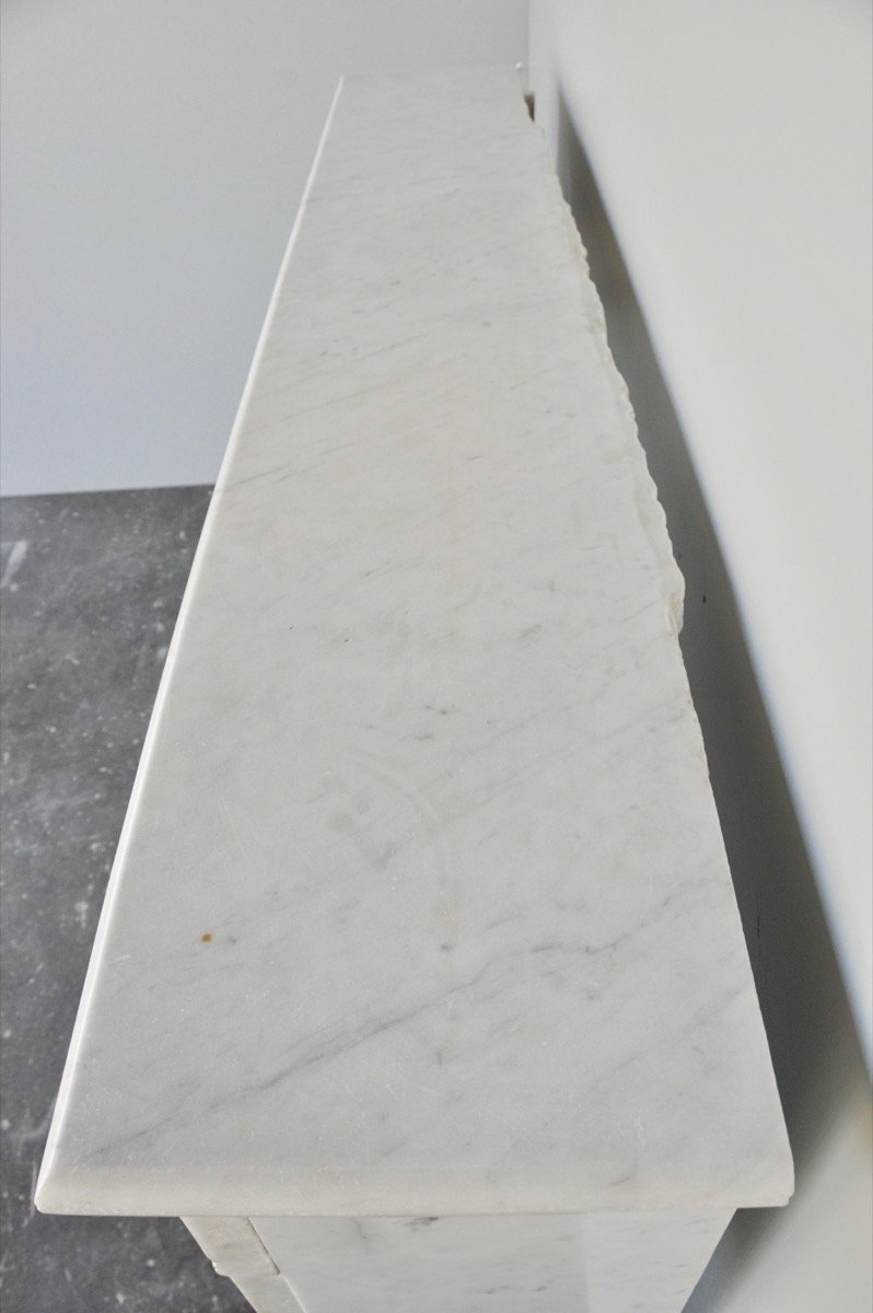 Louis XVI Period White Marble Fireplace-photo-4