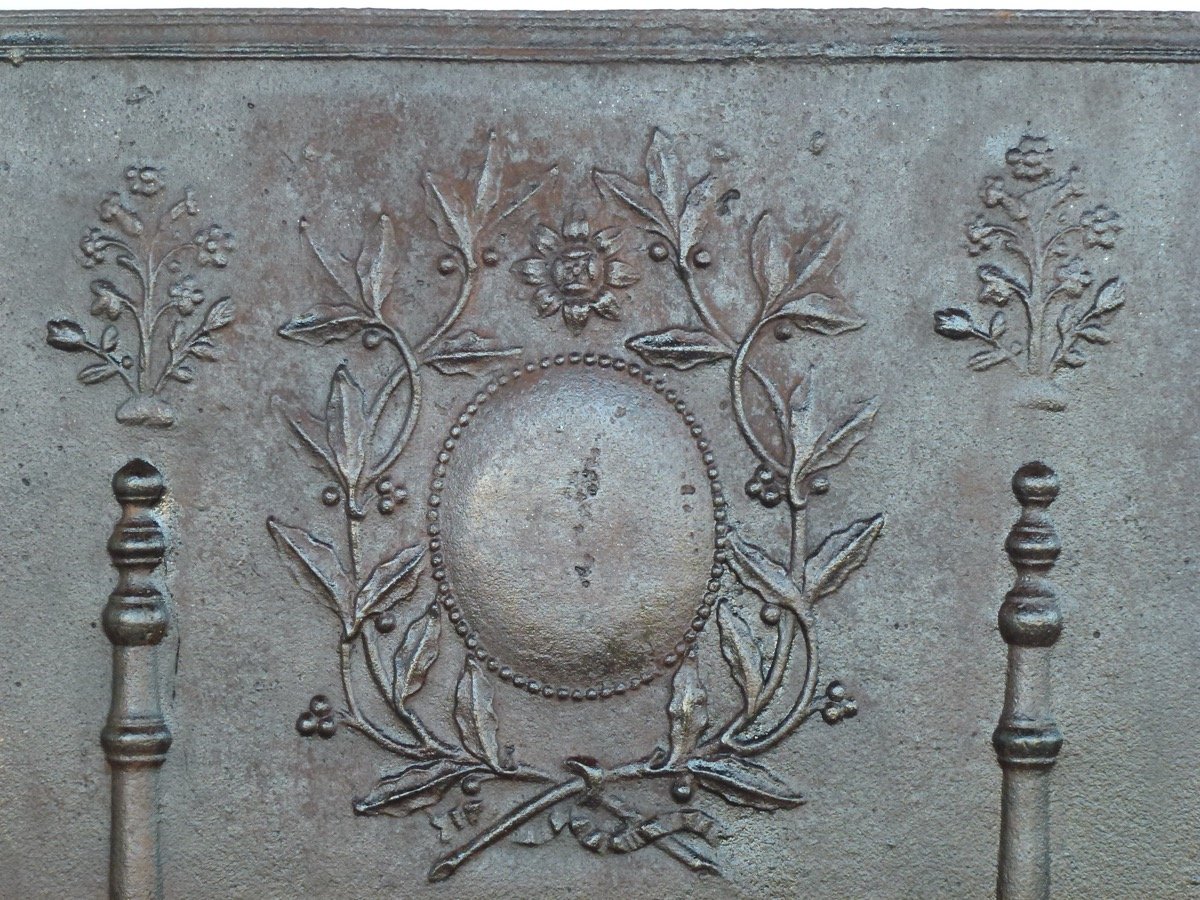 Plaque de cheminée d'époque Louis XVI (89 x 73 cm)-photo-2