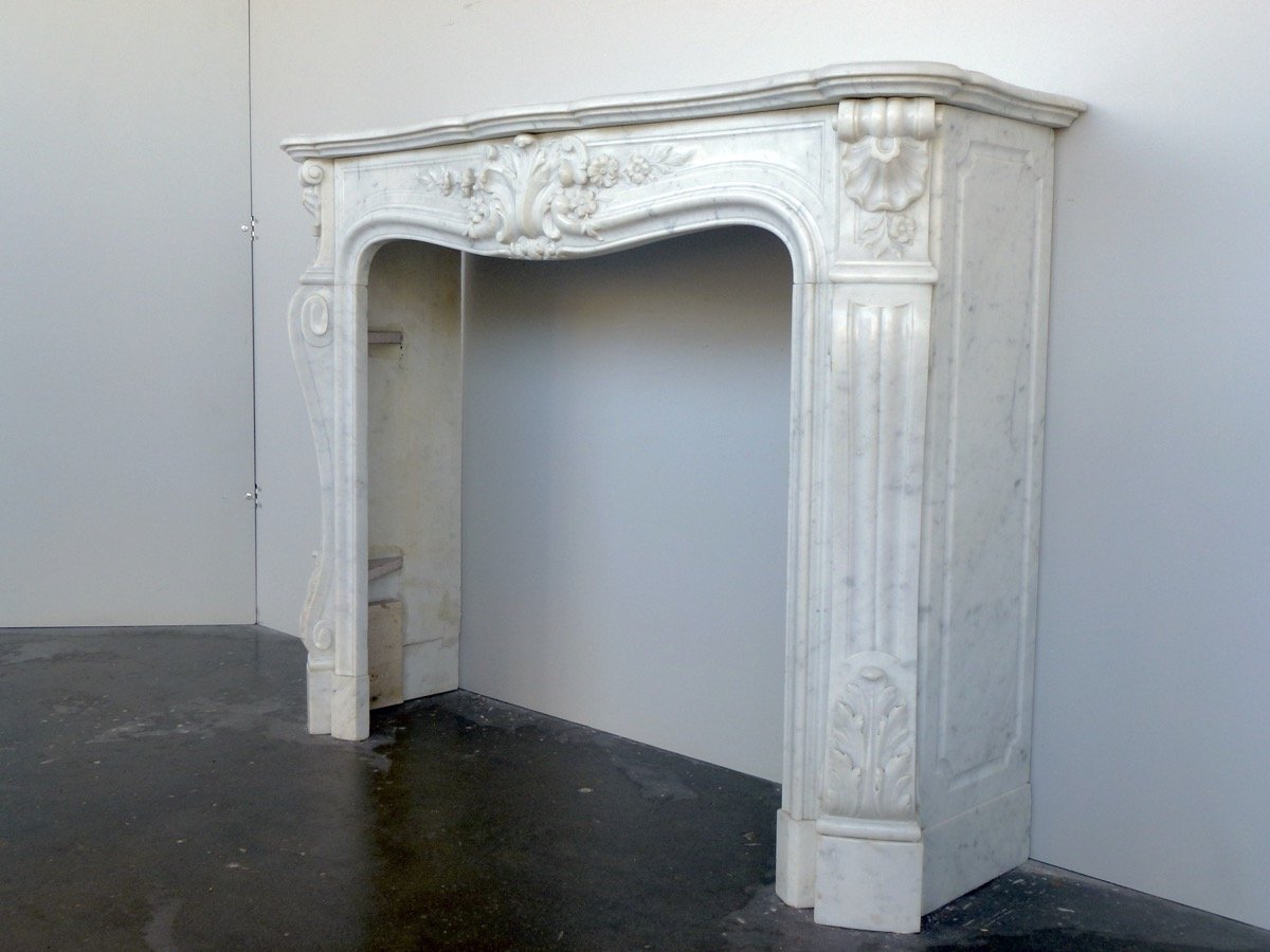 Louis XV White Marble Fireplace-photo-3