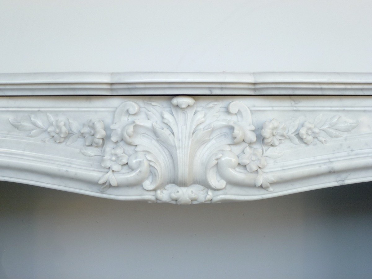 Louis XV White Marble Fireplace-photo-4