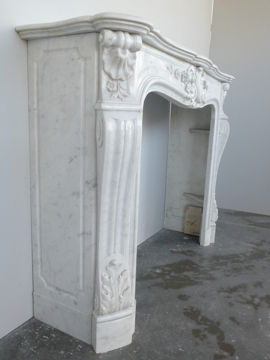 Cheminée en marbre blanc Louis XV-photo-3