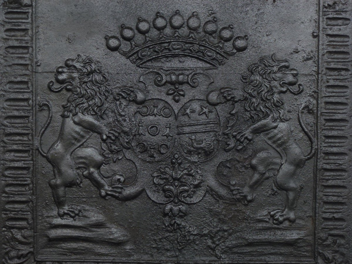 Fireplace Plate With Alliance Arms From Charles Hervé De Rarécourt And Jeanne Joeffroy-photo-2