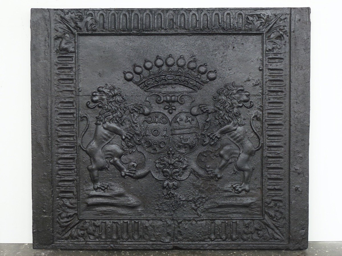 Fireplace Plate With Alliance Arms From Charles Hervé De Rarécourt And Jeanne Joeffroy