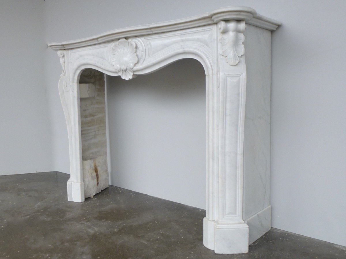 Louis XV Style Carrara Marble Fireplace-photo-3