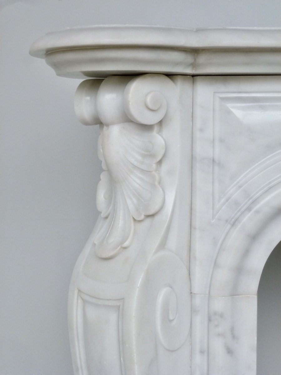 Louis XV Style Carrara Marble Fireplace-photo-1