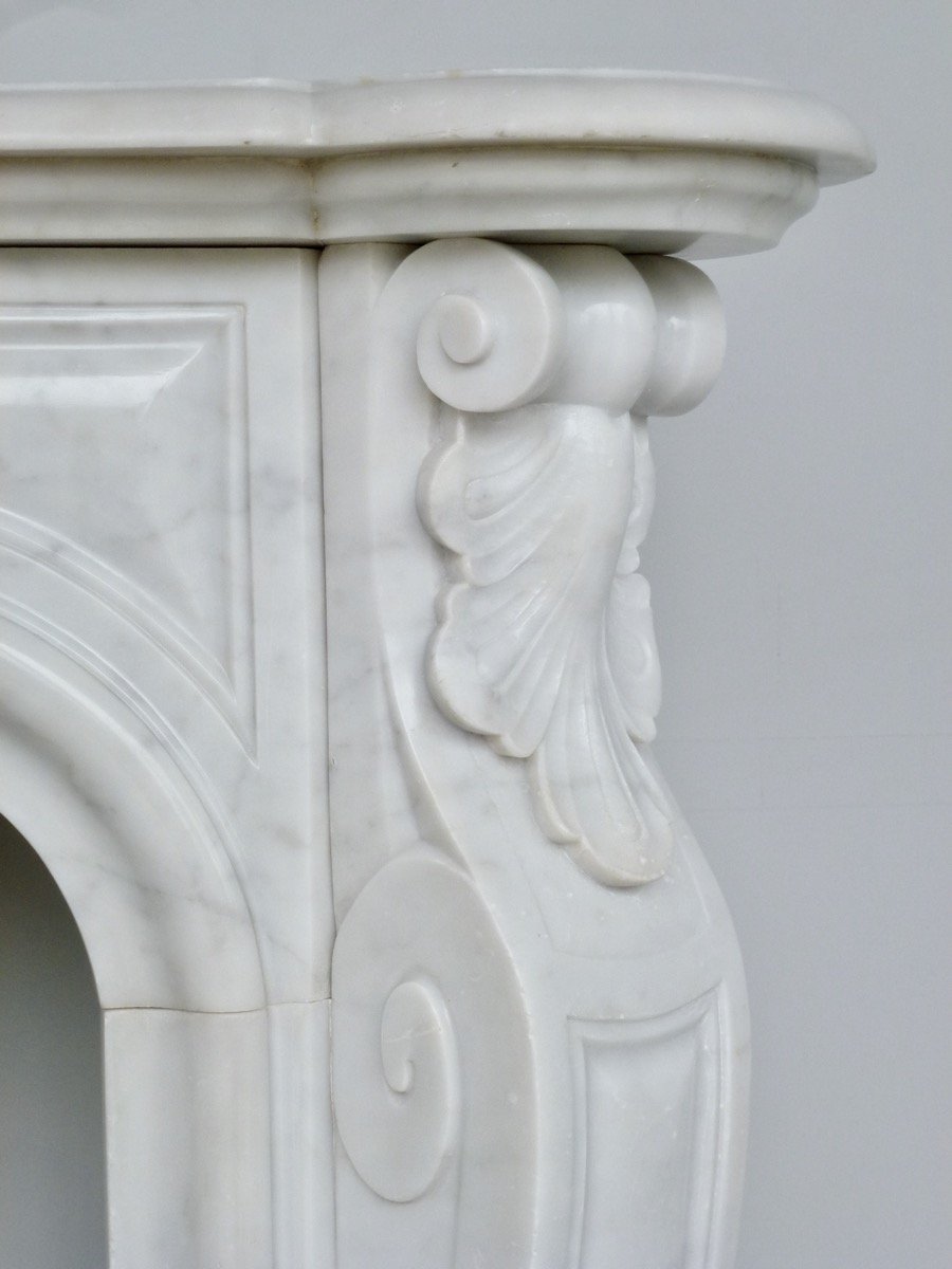Louis XV Style Carrara Marble Fireplace-photo-2
