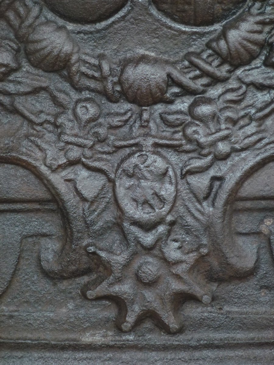 Plaque cheminée aux armes de Charles François de Broglie et de Louise Augustine de Montmorency (57x70 cm)-photo-1