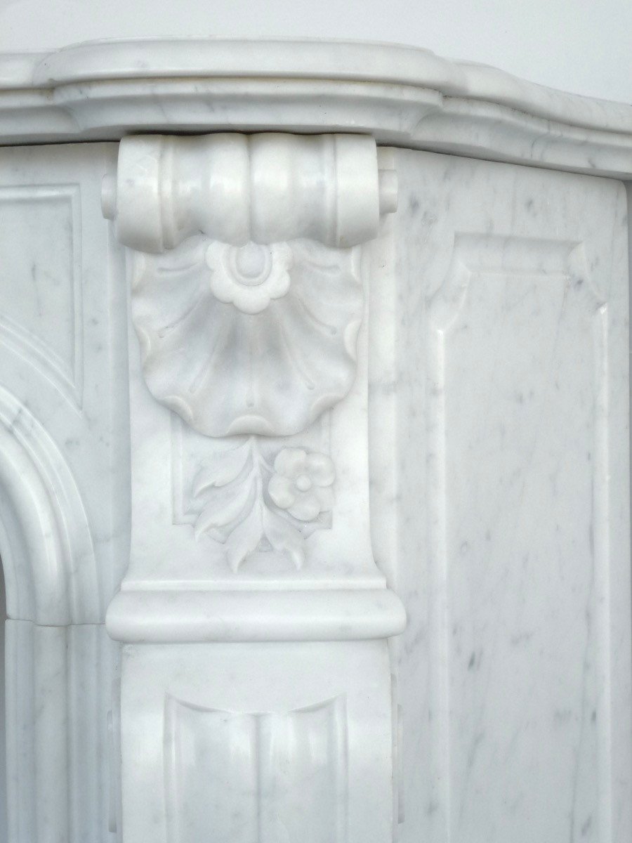 Carrara Marble Fireplace, Louis XV Style, XIXth Century.-photo-2