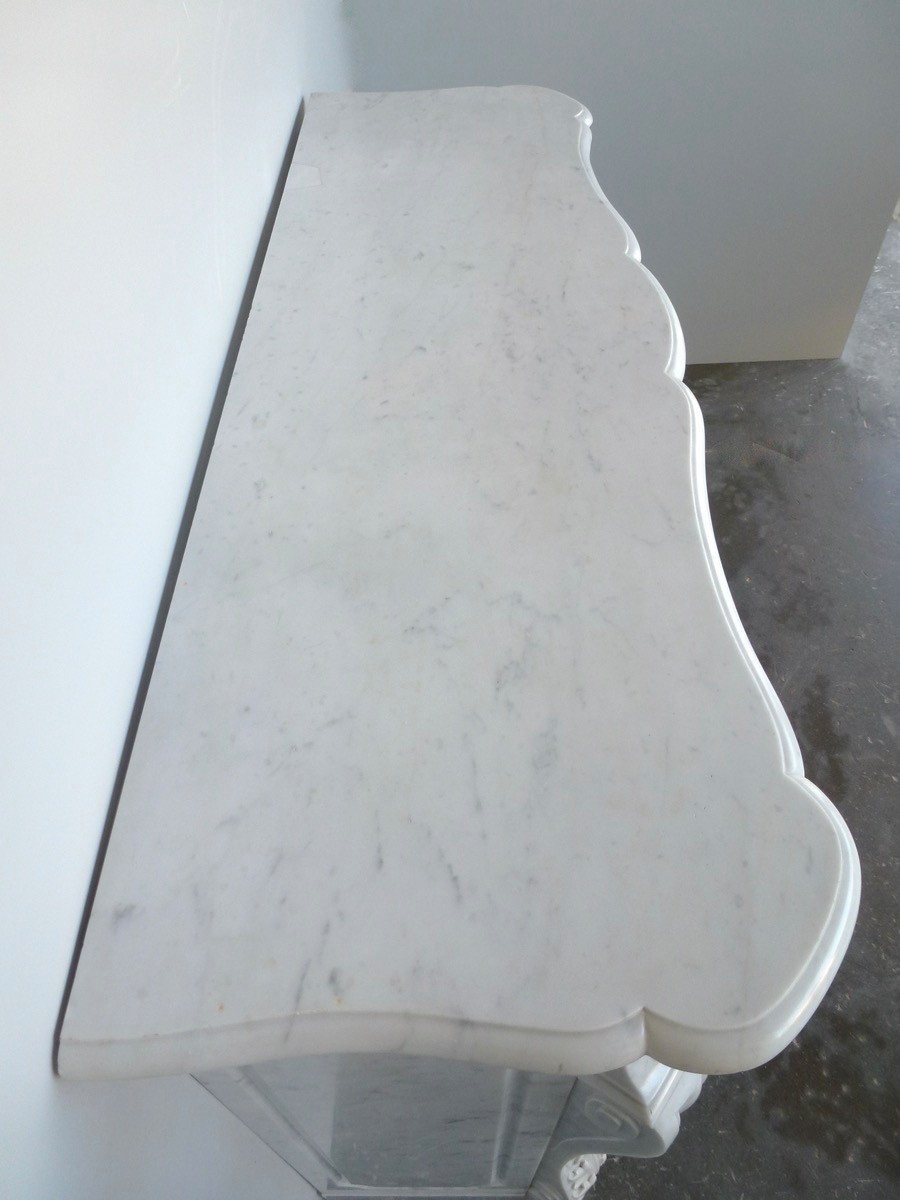 Carrara Marble Fireplace, Louis XV Style, XIXth Century.-photo-5