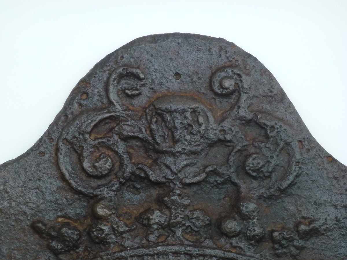 Fireplace Plate With The Arms Of Joseph De Préaux And Marie-henriette De Meaulne (59 X49 Cm)-photo-3