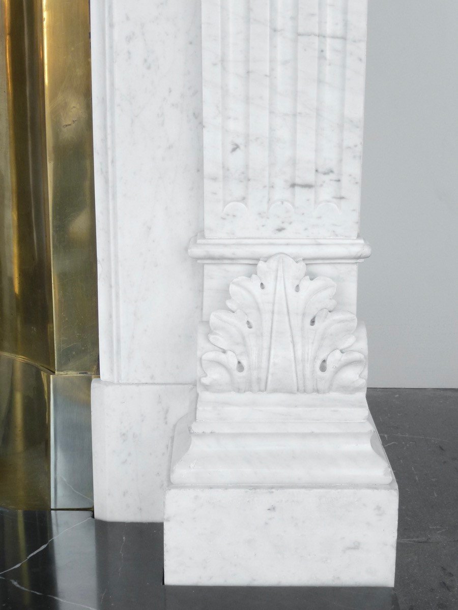 Cheminée en marbre blanc de Carrare de style néo classique-photo-5