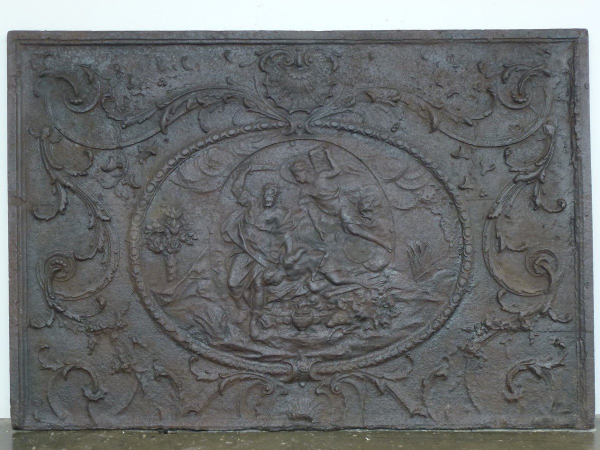 Importante plaque de cheminée d'époque Louis XV (129x89 cm)