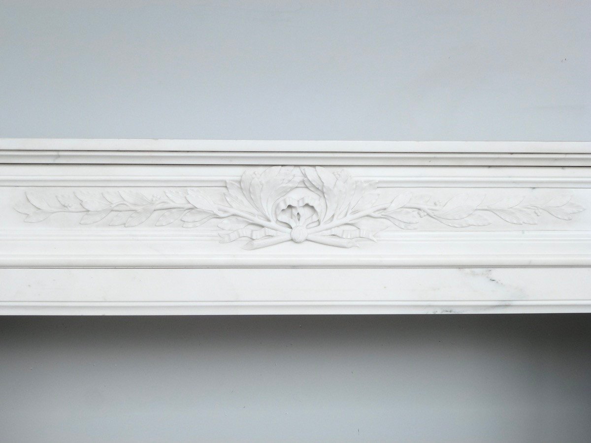 Louis XVI Style Fireplace In Statuary White Marble-photo-1