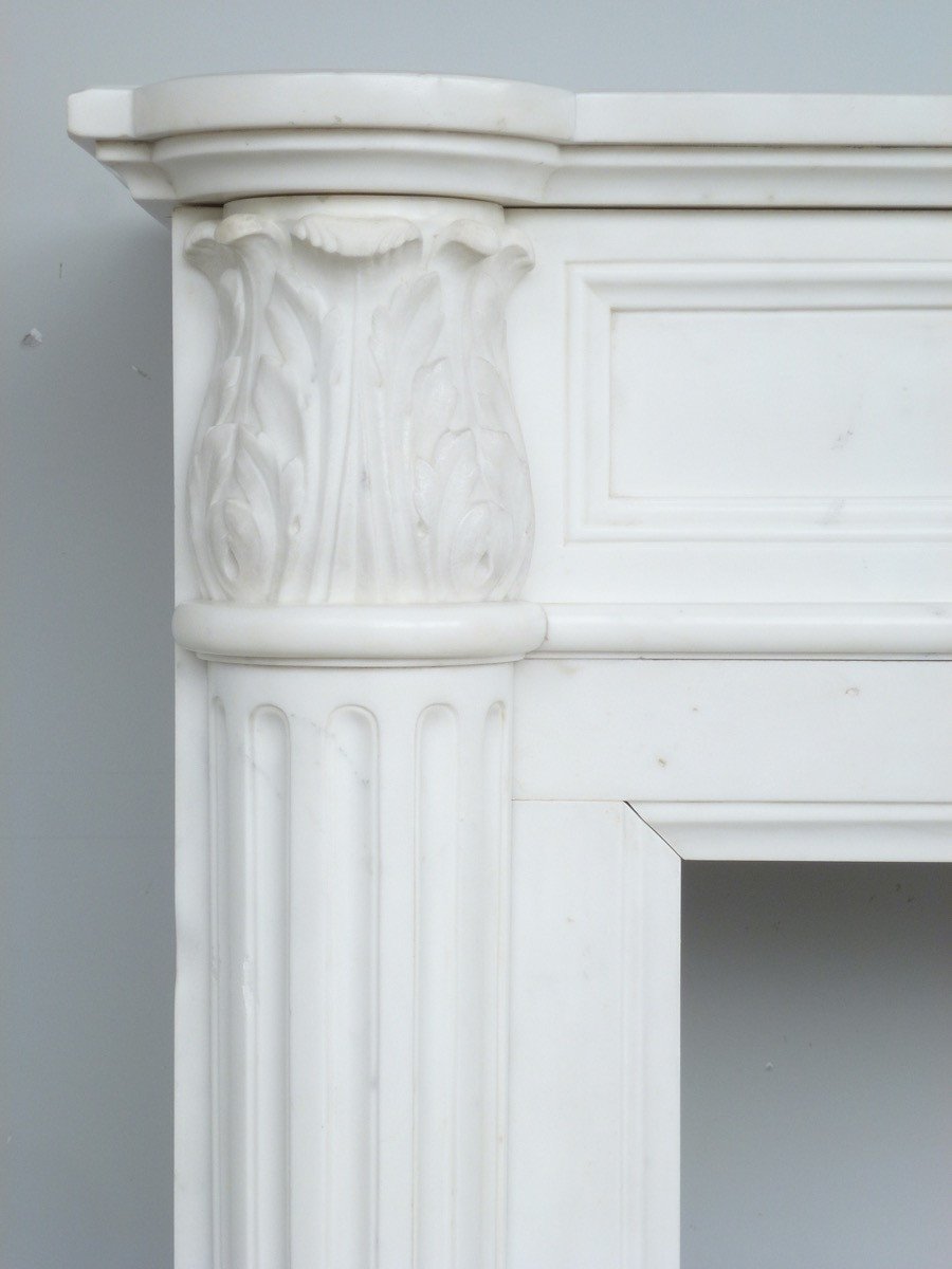Louis XVI Style Fireplace In Statuary White Marble-photo-2