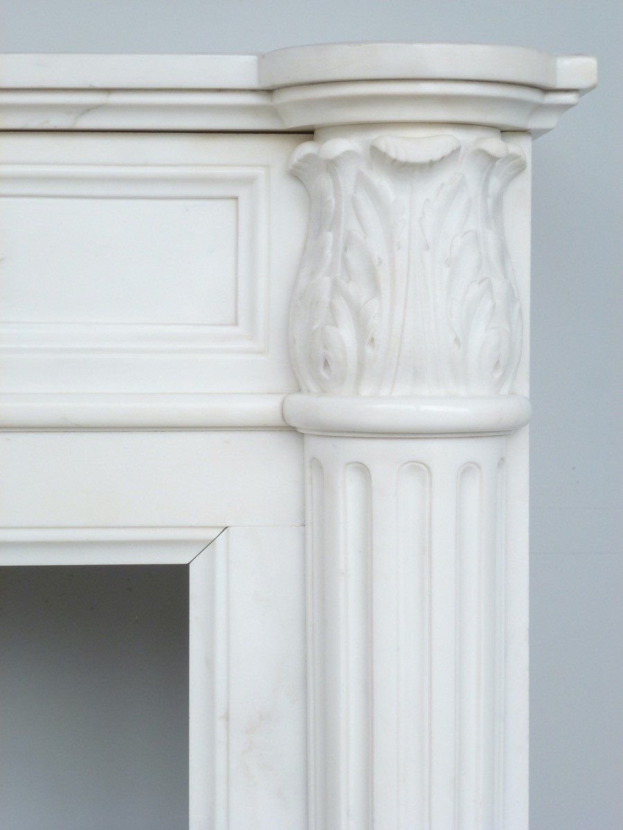 Louis XVI Style Fireplace In Statuary White Marble-photo-3