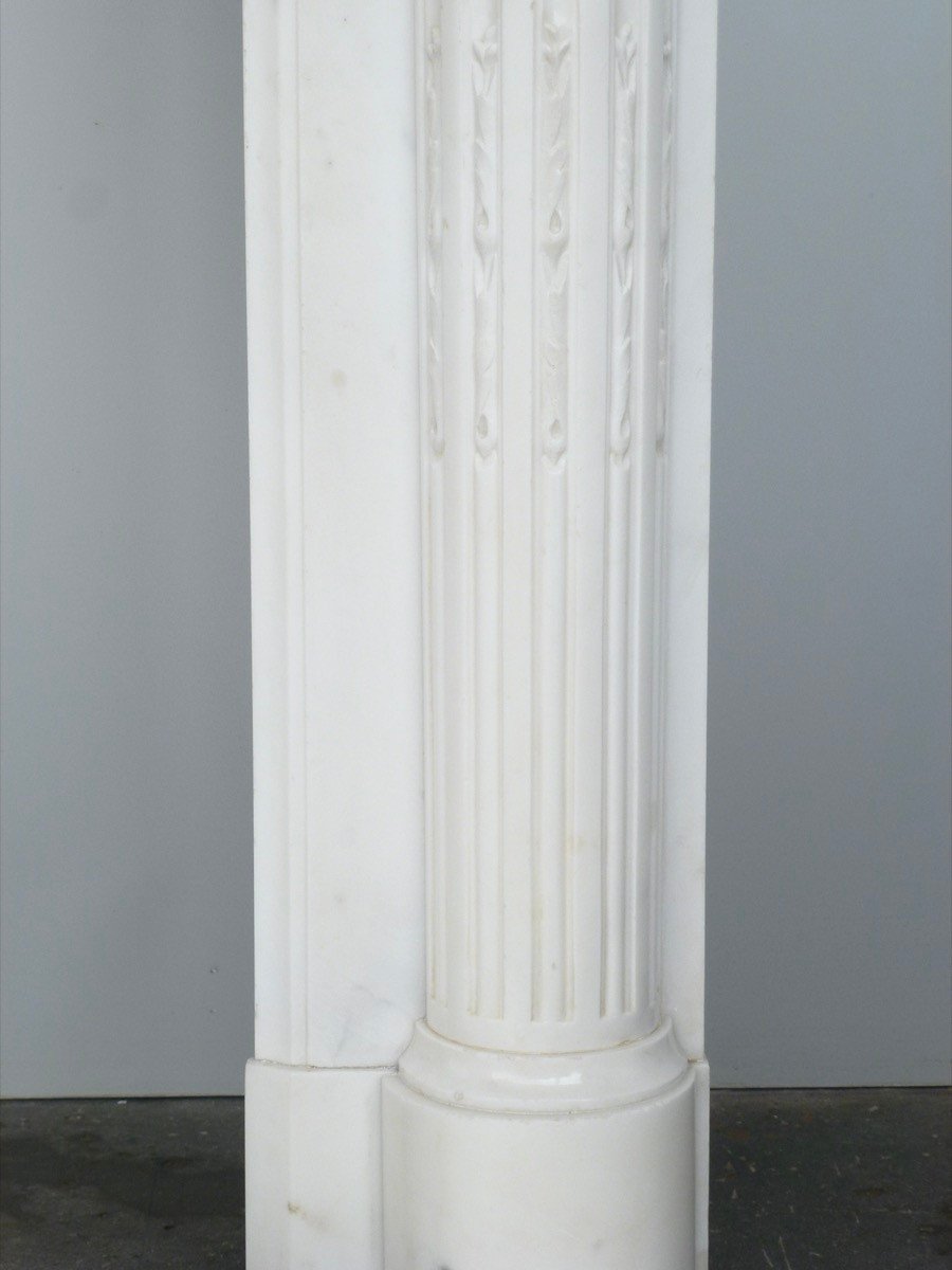 Louis XVI Style Fireplace In Statuary White Marble-photo-5