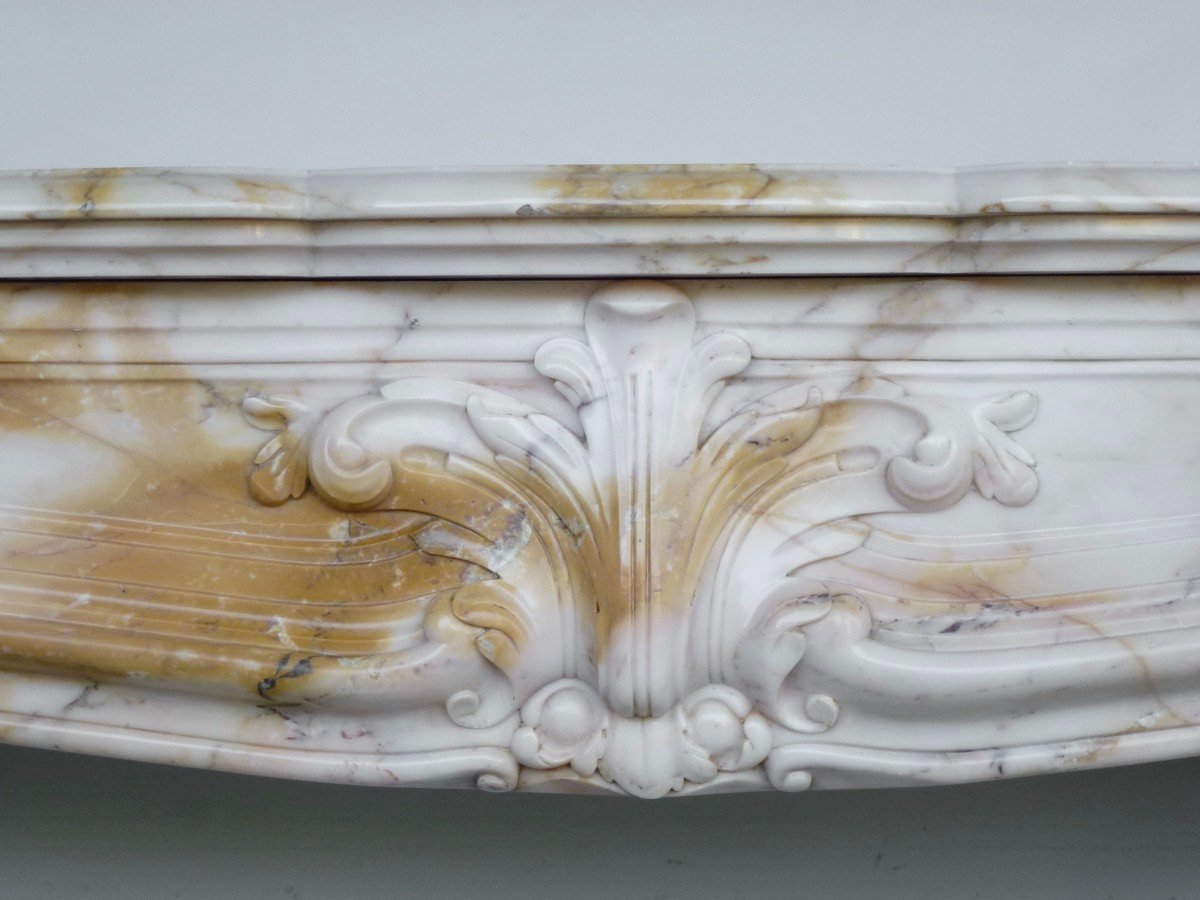 Regency Style Yellow Sienna Marble Fireplace-photo-4