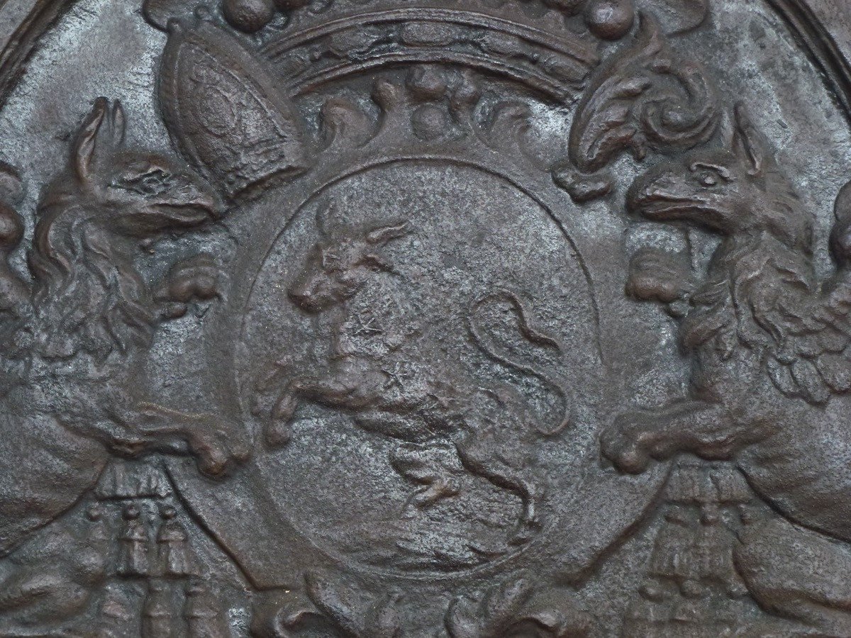 Importante plaque de cheminée aux armes de David-Nicolas de Berthier (120x95 cm)-photo-2