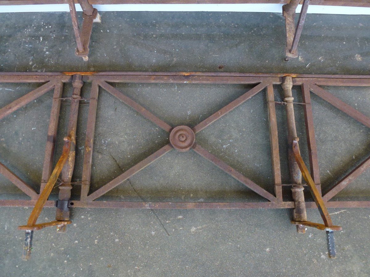 Pair Of Cast Iron And Wrought Iron Railings (2 X 240 X 54 Cm)-photo-4