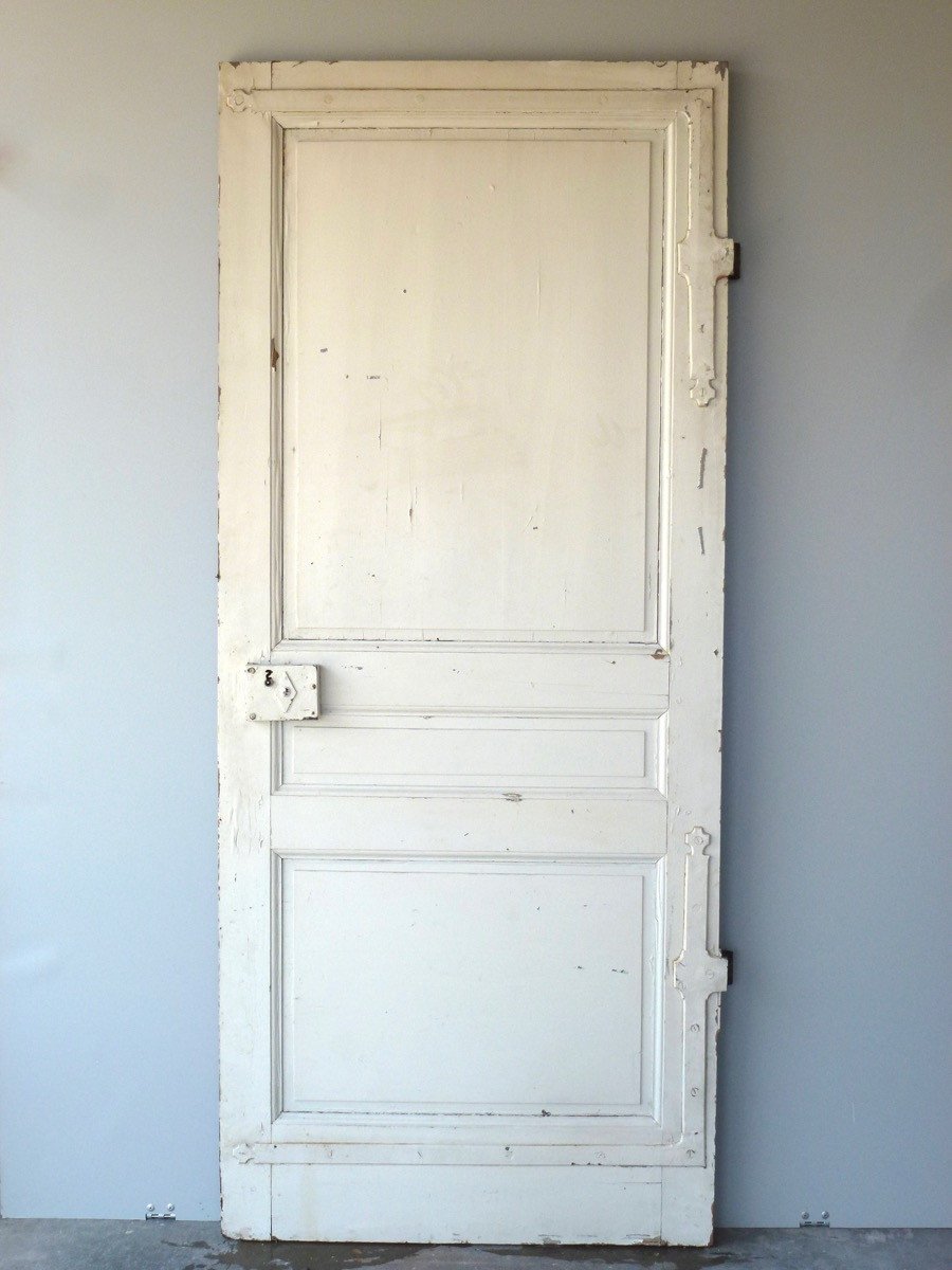 Porte d'entrée en pin d'époque Directoire-photo-2