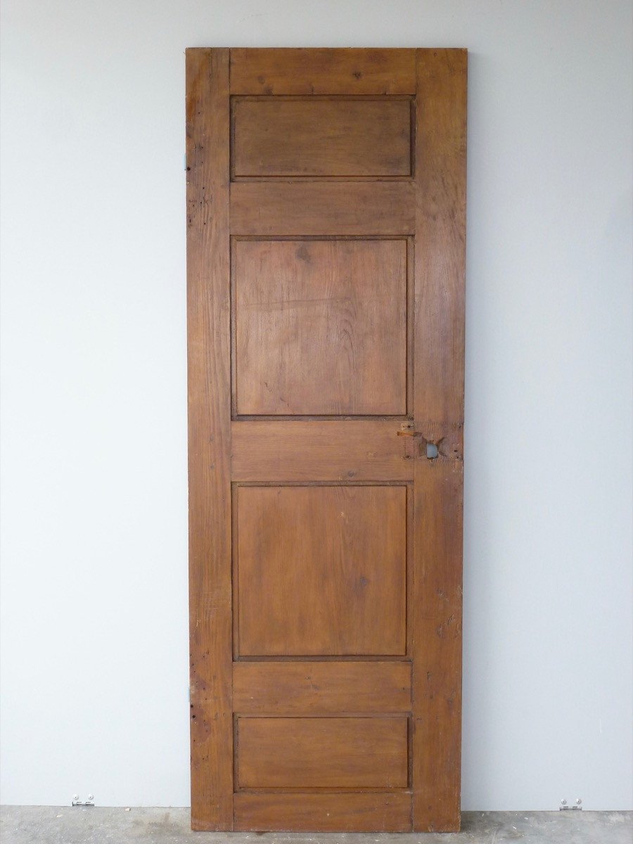 Door With Four Panels In Pine From The Eighteenth Century.-photo-2