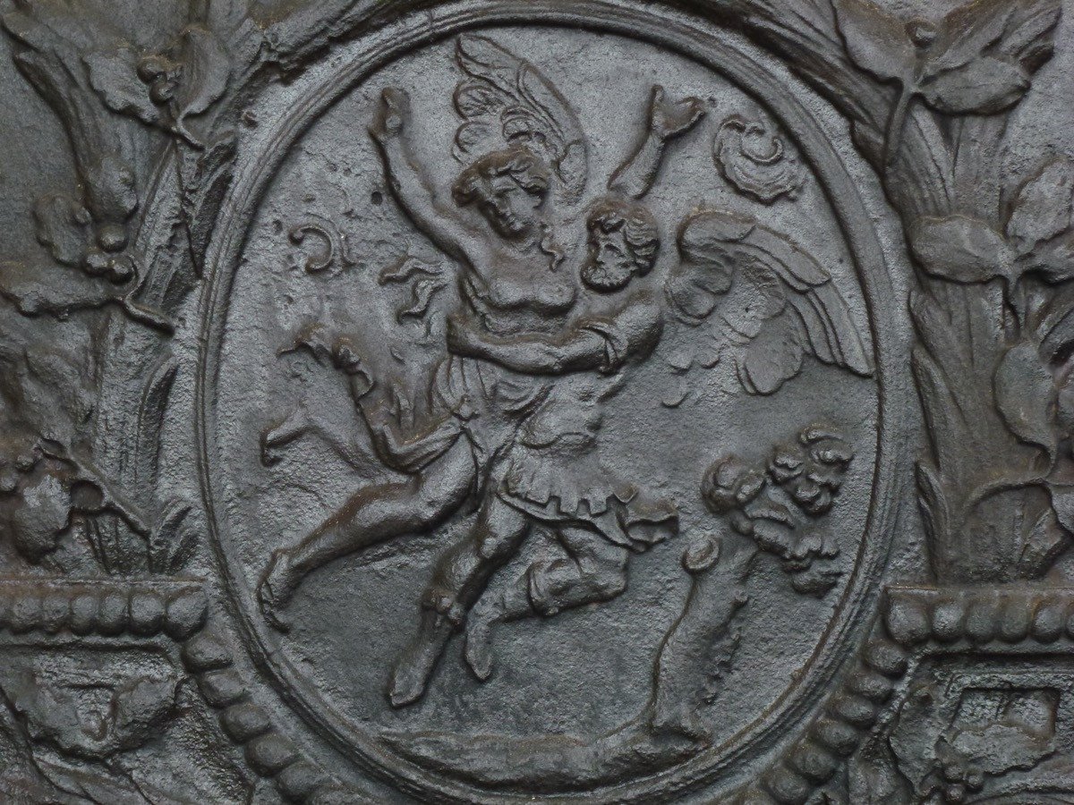 Plaque de cheminée scène mythologique enlèvement d'Orithye par  Borée (112x88 cm)-photo-3