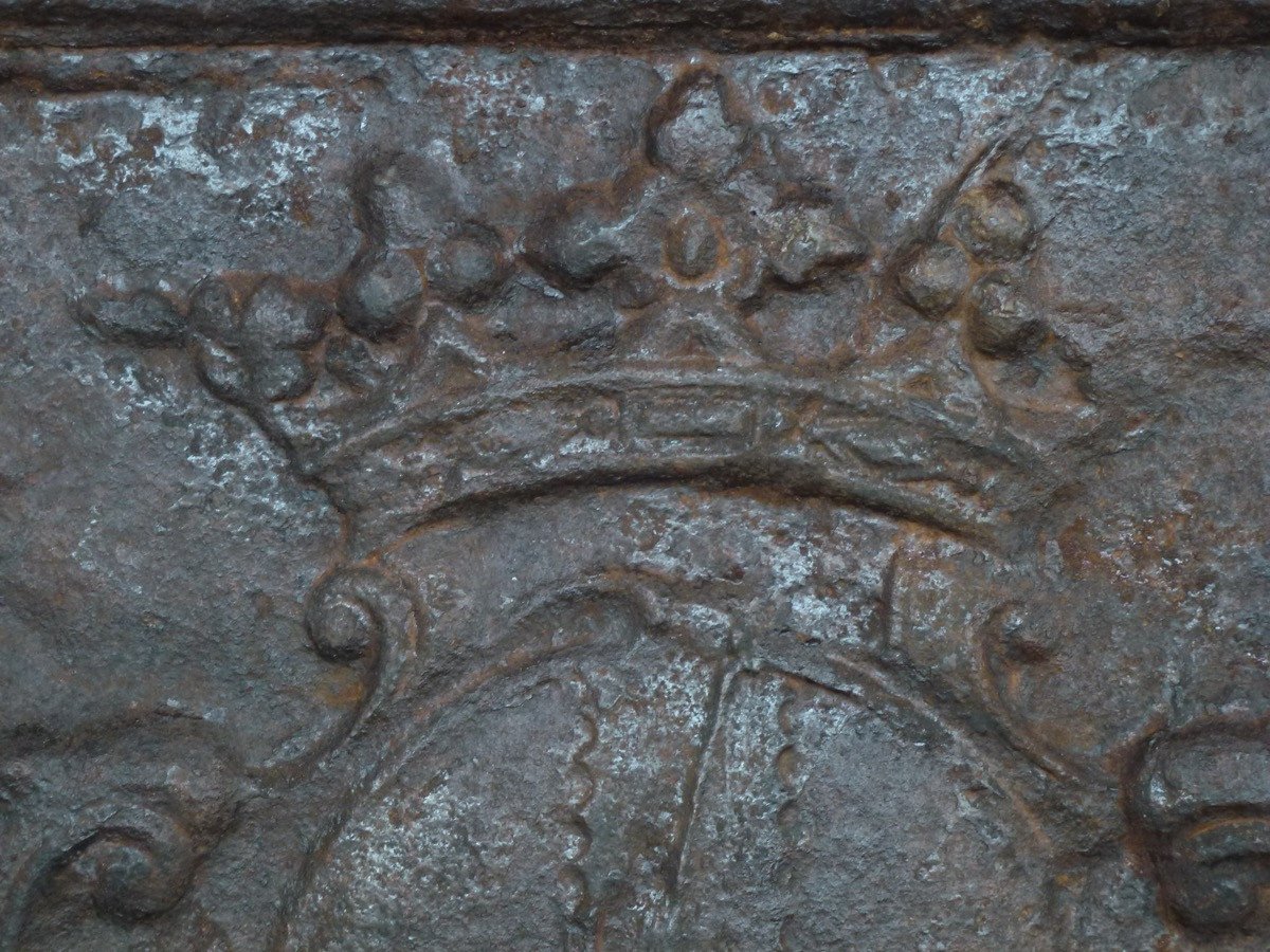 Fireplace Plate With The Arms Of The Lenoncourt De Blainville Family (99x93 Cm)-photo-3