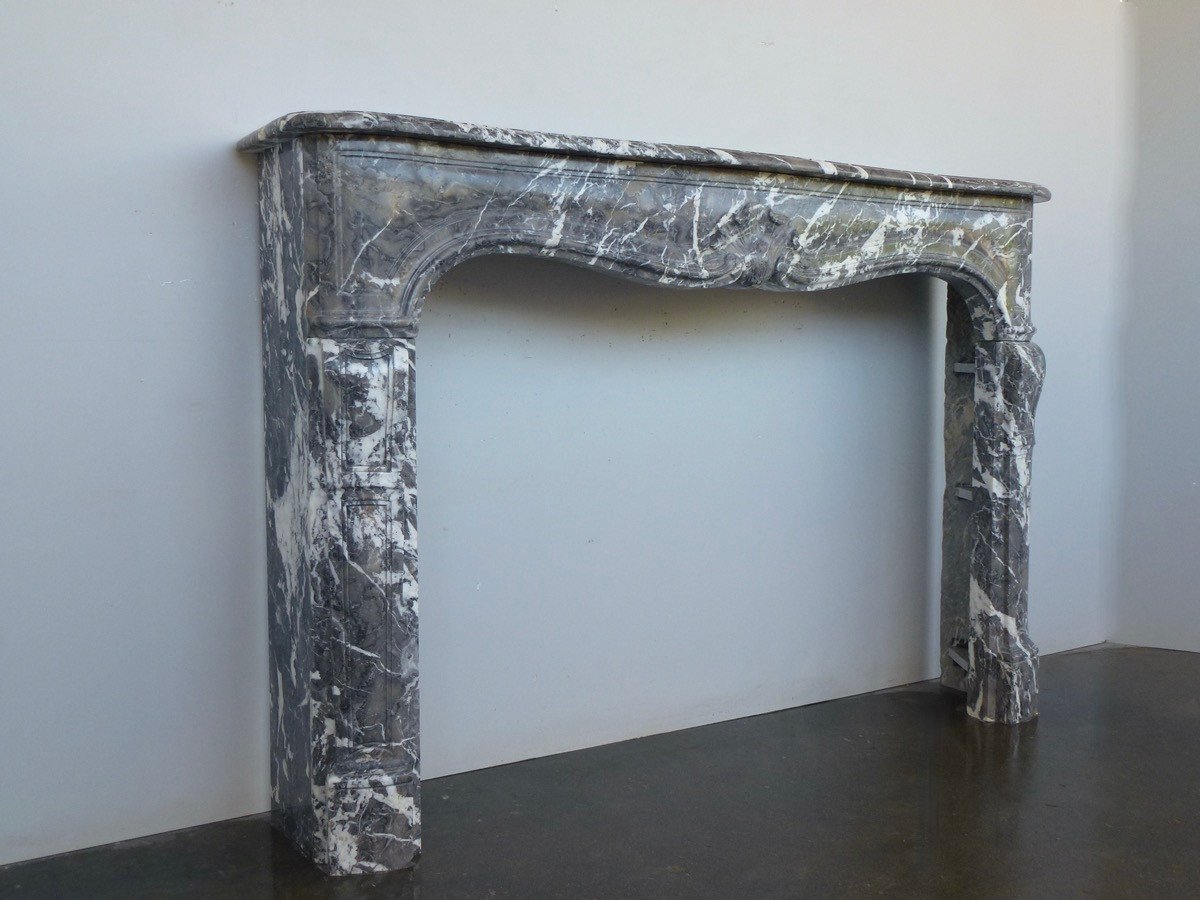 Louis XV Fireplace In Gray Ardennes Marble-photo-2