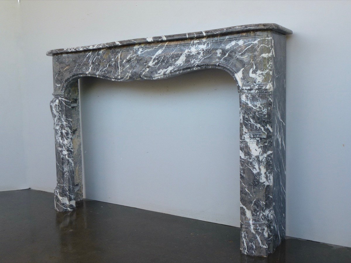 Louis XV Fireplace In Gray Ardennes Marble-photo-3