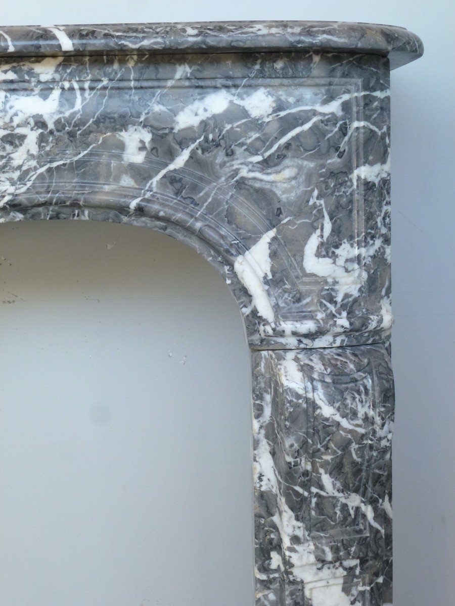 Louis XV Fireplace In Gray Ardennes Marble-photo-2