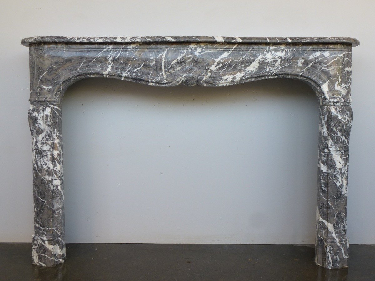 Louis XV Fireplace In Gray Ardennes Marble
