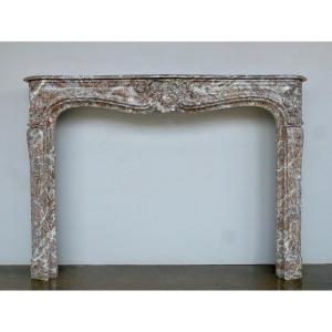 Important Fireplace In Royal Red Marble From Belgium, Louis XV Period
