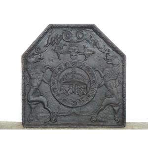 Plaque de cheminée aux armes de France et de Navarre datée 1630 d'époque XVIIéme S.