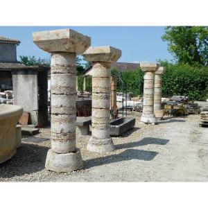 Rare Series Of Four Stone Columns From Saint Cyr To Mont d'Or