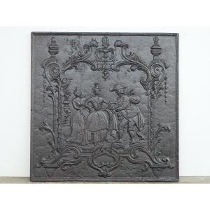 Plaque de cheminée "le vieillard voyageur et les courtisanes" (80x80cm)