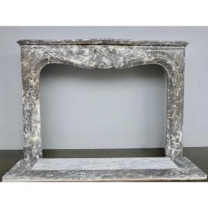 Louis XV Style Ardennes Grey Marble Fireplace 