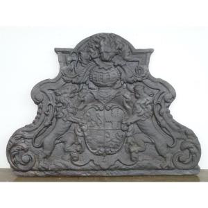 Fireplace Plaque Bearing The Coat Of Arms Of Marie De La Tourette De Ginestous De Saint-cierge (109x80 Cm)