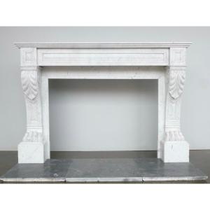White Carrara Marble Fireplace Known As “lion's Paw” Fireplace