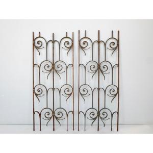 Paire de grilles de défense en fer forgé d'époque Art Nouveau