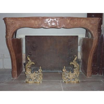 Marble Stone Fireplace In Burgundy Louis XV