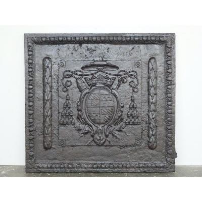 Plaque de cheminée aux armes de Jérôme Champion de Cicé (87 x 80 cm)