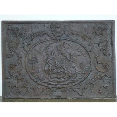 Importante plaque de cheminée d'époque Louis XV (129x89 cm)